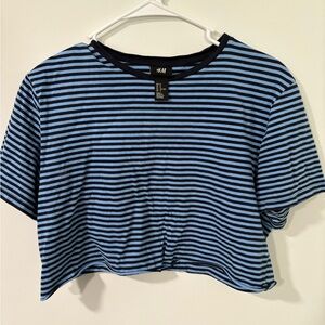 H&M Black and Blue Striped Crop Top
